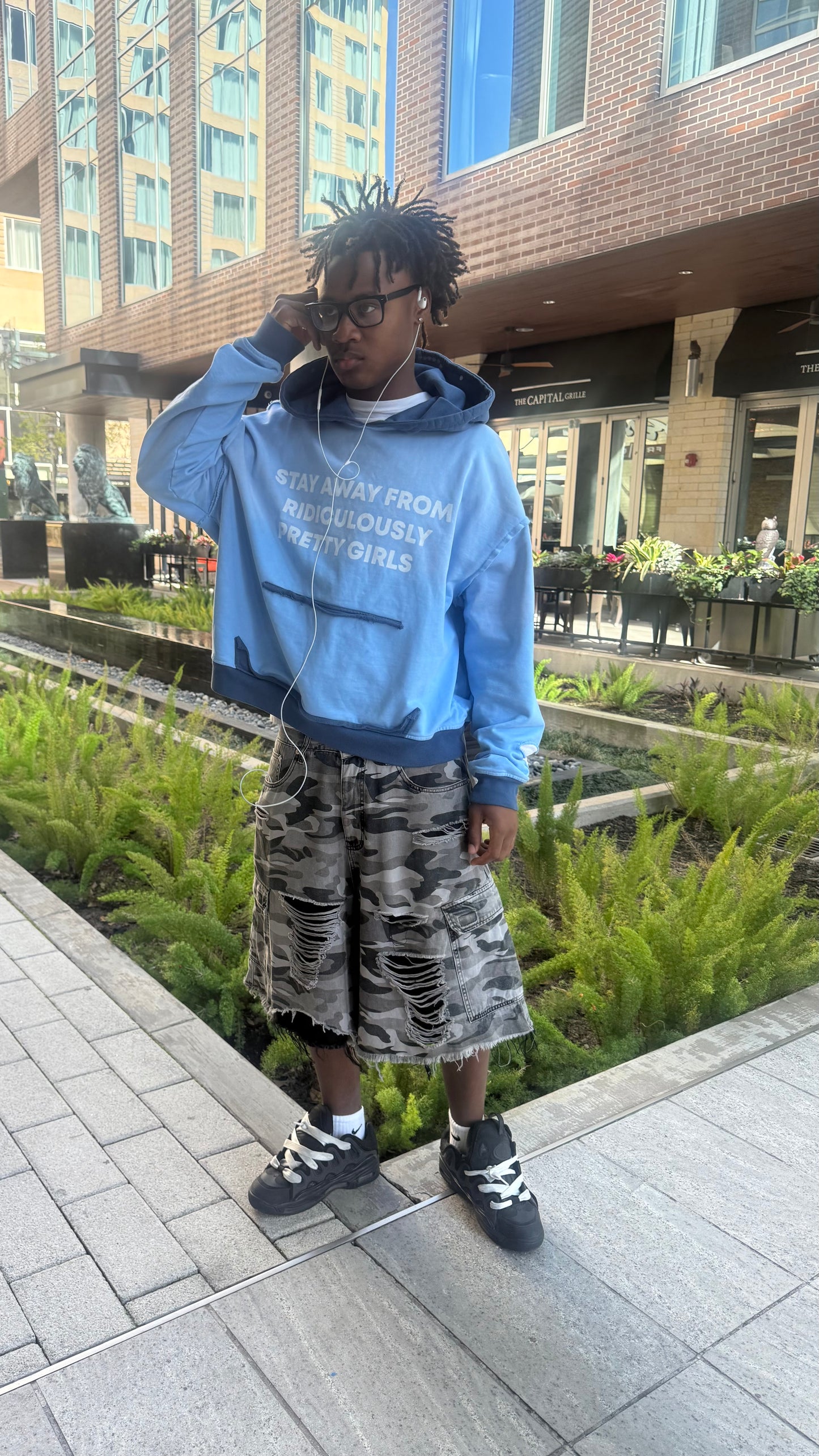 BLUE “STAY AWAY” HOODIE