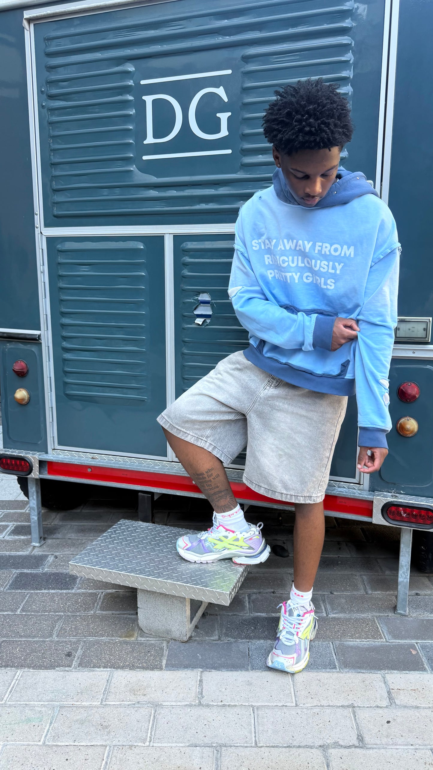 BLUE “STAY AWAY” HOODIE