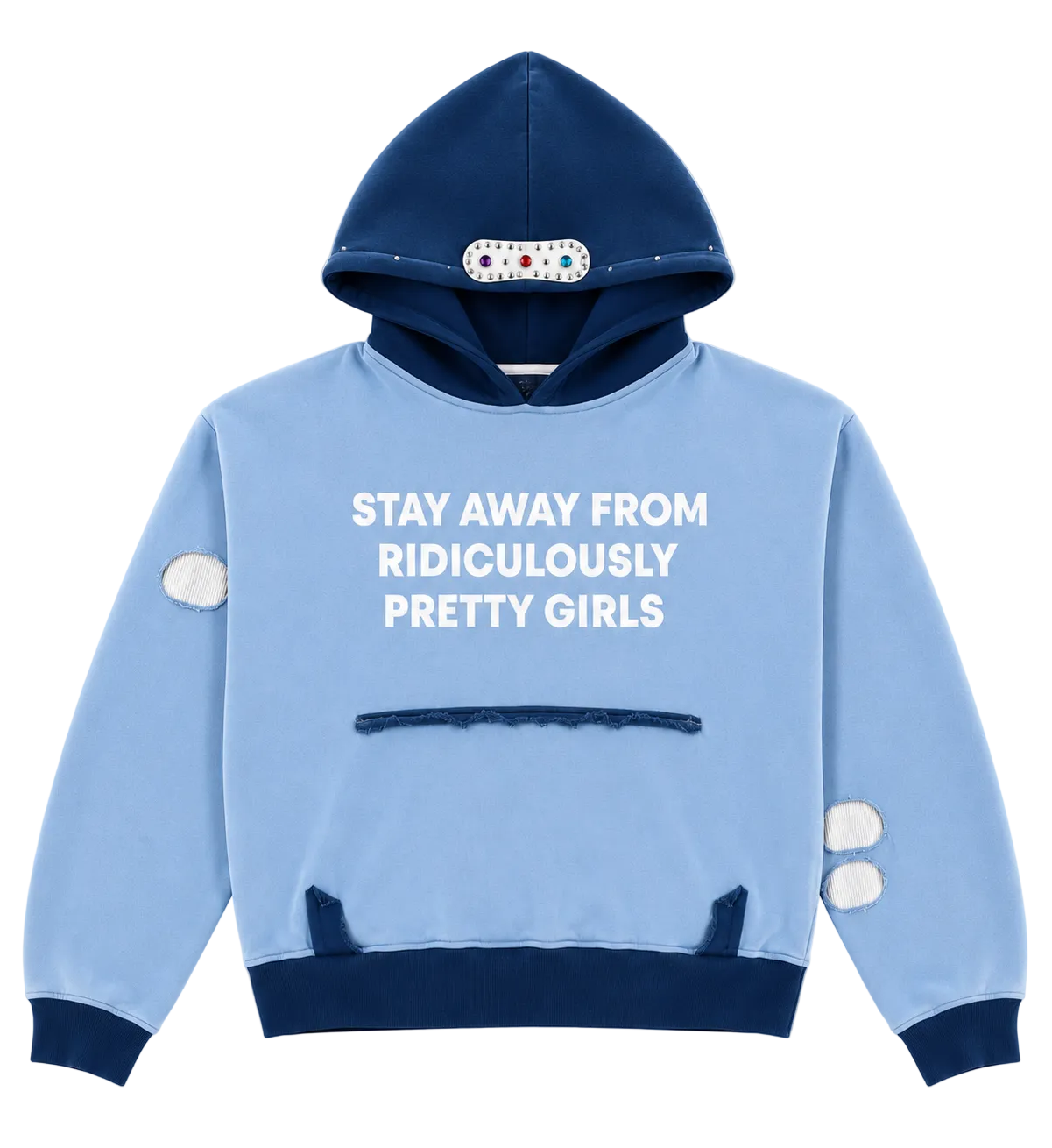 BLUE “STAY AWAY” HOODIE